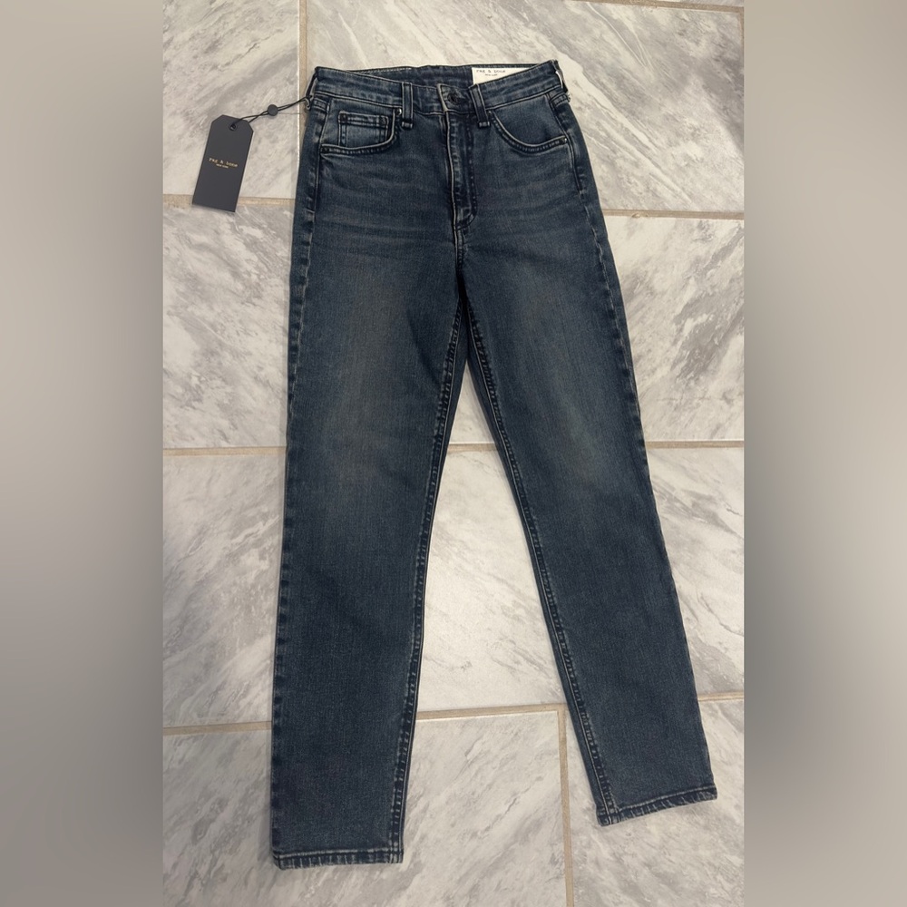 NWT Rag & Bone Womens Nina Ankle Cigarette Dark Blue Jeans Size 23 High Rise